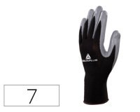 Guantes deltaplus de punto poliester palma de nitrilo especial para mecanica grasas aceites negro-gris talla 7