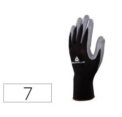 Guantes deltaplus de punto poliester palma de nitrilo especial para mecanica grasas aceites negro-gris talla 7