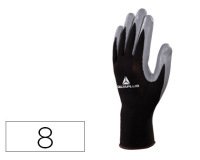 Guantes deltaplus de punto poliester palma de nitrilo especial para mecanica grasas aceites negro-gris talla 8