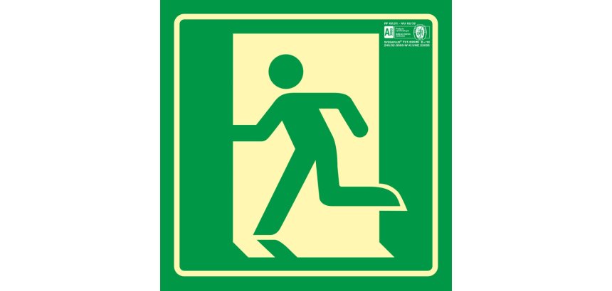 Pictograma syssa señal de salida de emergencia izquierda en pvc fotoluminiscente 210x210 mm