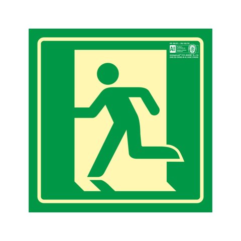 Pictograma syssa señal de salida de emergencia izquierda en pvc fotoluminiscente 210x210 mm