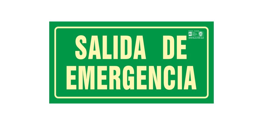 Pictograma syssa señal de salida de emergencia en pvc fotoluminiscente 320x160 mm