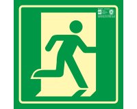 Pictograma syssa señal de salida de emergencia derecha en pvc fotoluminiscente 224x224 mm