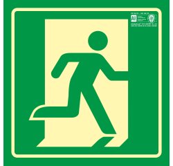 Pictograma syssa señal de salida de emergencia derecha en pvc fotoluminiscente 224x224 mm