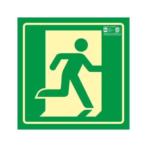 Pictograma syssa señal de salida de emergencia derecha en pvc fotoluminiscente 224x224 mm