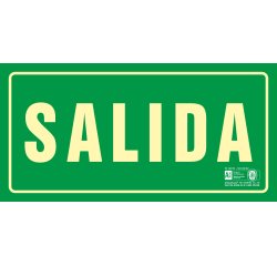 Pictograma syssa señal de salida en pvc fotoluminiscente 320x160 mm