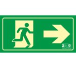 Pictograma syssa señal de salida emergencia flecha derecha en pvc fotoluminiscente 320x160 mm