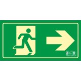 Pictograma syssa señal de salida emergencia flecha derecha en pvc fotoluminiscente 320x160 mm