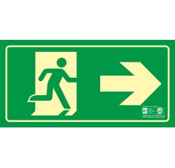 Pictograma syssa señal de salida emergencia flecha derecha en pvc fotoluminiscente 320x160 mm