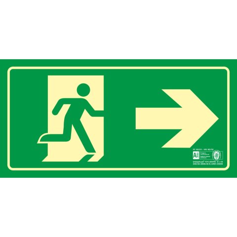 Pictograma syssa señal de salida emergencia flecha derecha en pvc fotoluminiscente 320x160 mm