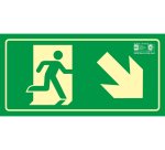 Pictograma syssa señal de salida emergencia derecha bajando en pvc fotoluminiscente 320x160 mm