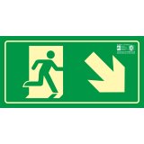 Pictograma syssa señal de salida emergencia derecha bajando en pvc fotoluminiscente 320x160 mm