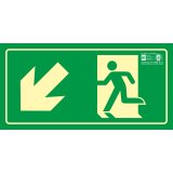 Pictograma syssa señal de salida emergencia izquierda escalera bajando en pvc fotoluminiscente 320x160 mm