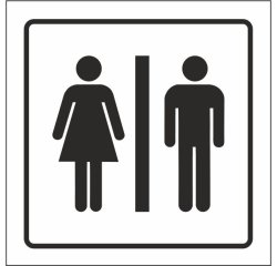 Pictograma syssa señal de aseos caballeros-señoras en pvc 105x105 mm