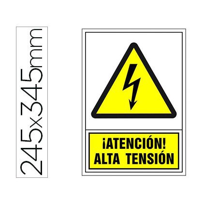 Pictograma syssa señal de advertencia atencion! alta tension en pvc 245x345 mm