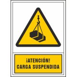 Pictograma syssa señal de advertencia atencion! carga suspendida en pvc 245x345 mm