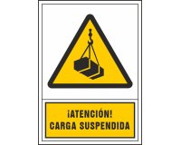 Pictograma syssa señal de advertencia atencion! carga suspendida en pvc 245x345 mm