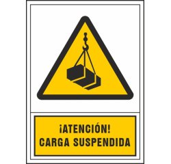 Pictograma syssa señal de advertencia atencion! carga suspendida en pvc 245x345 mm