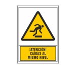 Pictograma syssa señal de advertencia atencion! caidas al mismo nivel en pvc 245x345 mm