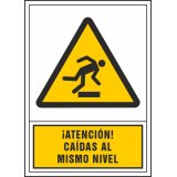 Pictograma syssa señal de advertencia atencion! caidas al mismo nivel en pvc 245x345 mm