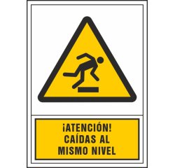 Pictograma syssa señal de advertencia atencion! caidas al mismo nivel en pvc 245x345 mm