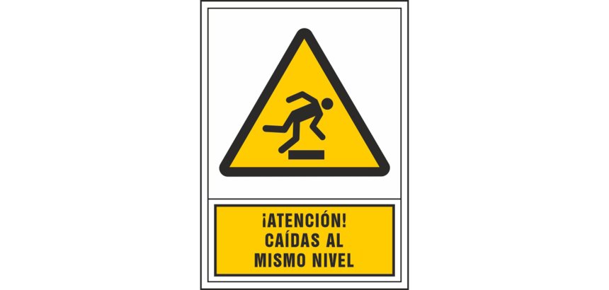 Pictograma syssa señal de advertencia atencion! caidas al mismo nivel en pvc 245x345 mm