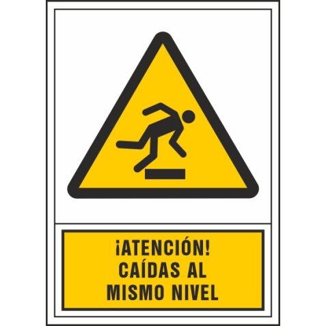 Pictograma syssa señal de advertencia atencion! caidas al mismo nivel en pvc 245x345 mm