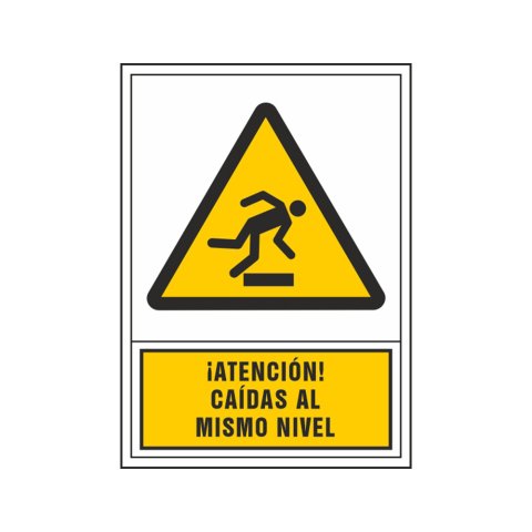 Pictograma syssa señal de advertencia atencion! caidas al mismo nivel en pvc 245x345 mm