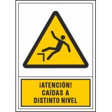 Pictograma syssa señal de advertencia atencion! caidas a distinto nivel en pvc 245x345 mm