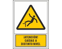 Pictograma syssa señal de advertencia atencion! caidas a distinto nivel en pvc 245x345 mm