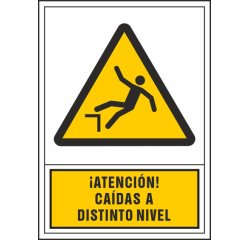 Pictograma syssa señal de advertencia atencion! caidas a distinto nivel en pvc 245x345 mm
