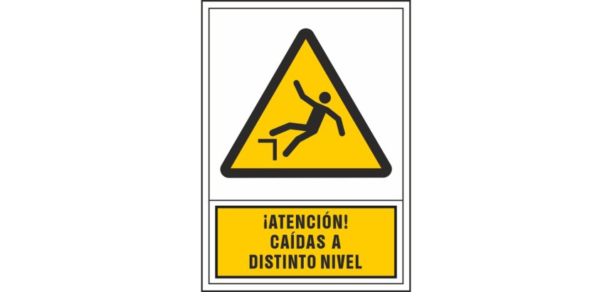Pictograma syssa señal de advertencia atencion! caidas a distinto nivel en pvc 245x345 mm