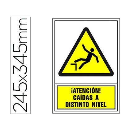 Pictograma syssa señal de advertencia atencion! caidas a distinto nivel en pvc 245x345 mm