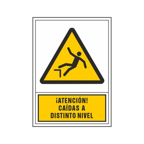 Pictograma syssa señal de advertencia atencion! caidas a distinto nivel en pvc 245x345 mm