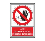 Pictograma syssa señal de prohibicion alto accesible solo a personal autorizado en pvc 245x345 mm