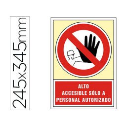 Pictograma syssa señal de prohibicion alto accesible solo a personal autorizado en pvc 245x345 mm