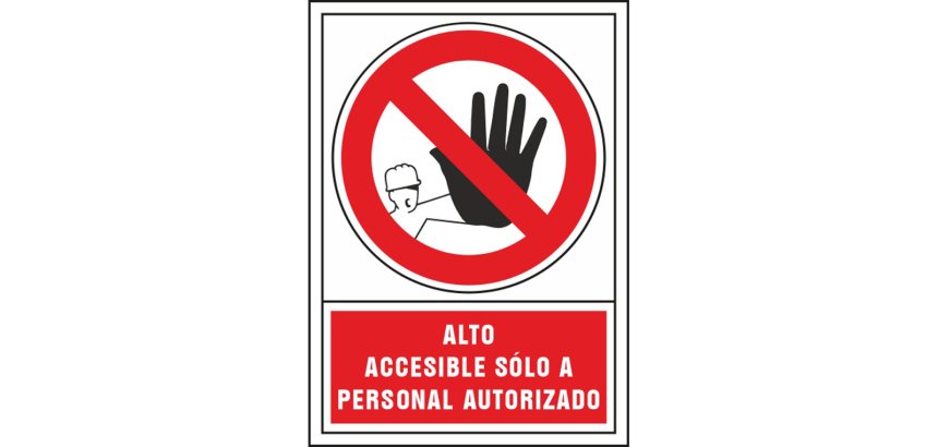 Pictograma syssa señal de prohibicion alto accesible solo a personal autorizado en pvc 245x345 mm