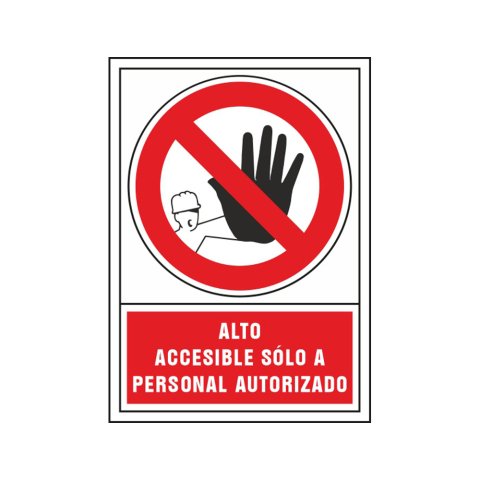 Pictograma syssa señal de prohibicion alto accesible solo a personal autorizado en pvc 245x345 mm
