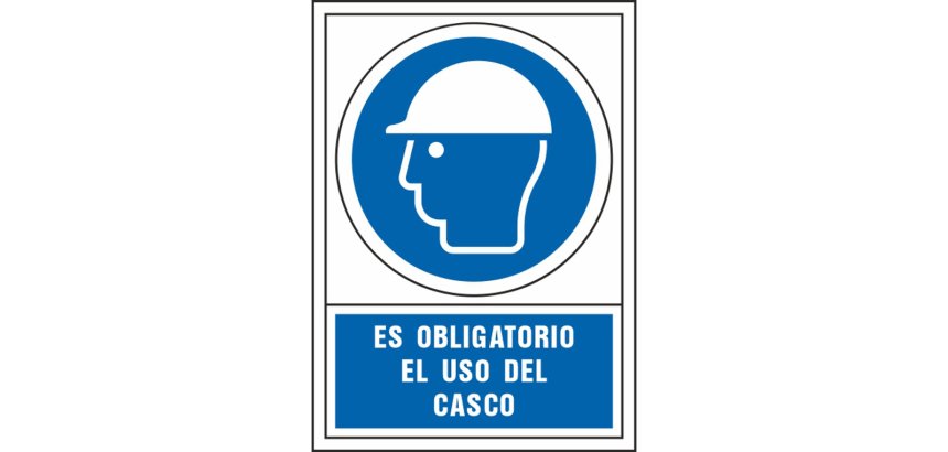 Pictograma syssa señal de obligacion es obligatorio el uso de casco en pvc 245x345 mm