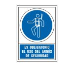 Pictograma syssa señal de obligacion es obligatorio el uso de arnes de seguridad en pvc 245x345 mm