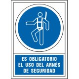 Pictograma syssa señal de obligacion es obligatorio el uso de arnes de seguridad en pvc 245x345 mm