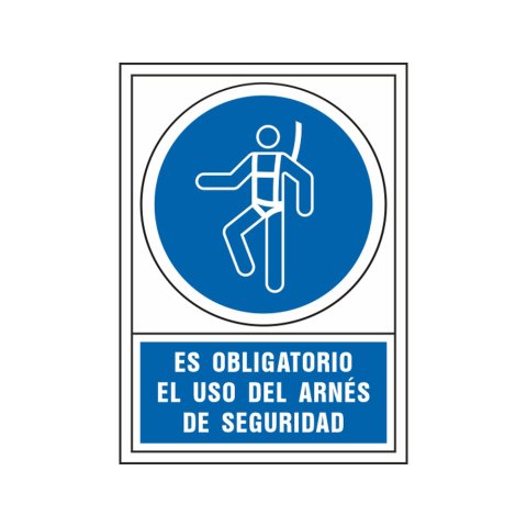 Pictograma syssa señal de obligacion es obligatorio el uso de arnes de seguridad en pvc 245x345 mm