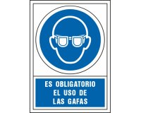 Pictograma syssa señal de obligacion es obligatorio el uso de las gafas en pvc 245x345 mm