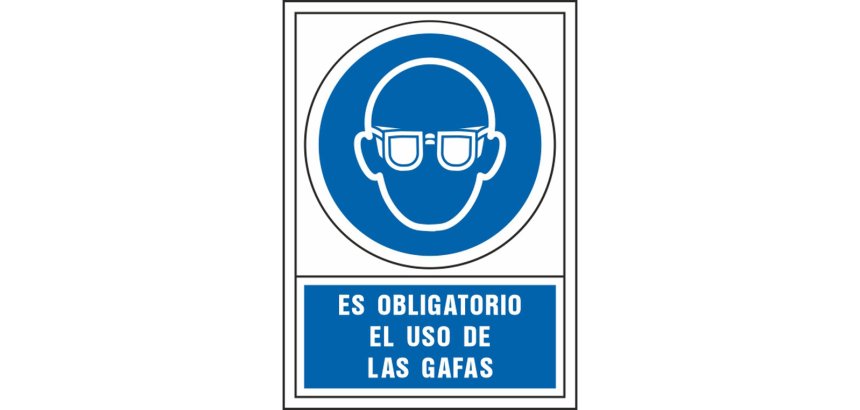 Pictograma syssa señal de obligacion es obligatorio el uso de las gafas en pvc 245x345 mm