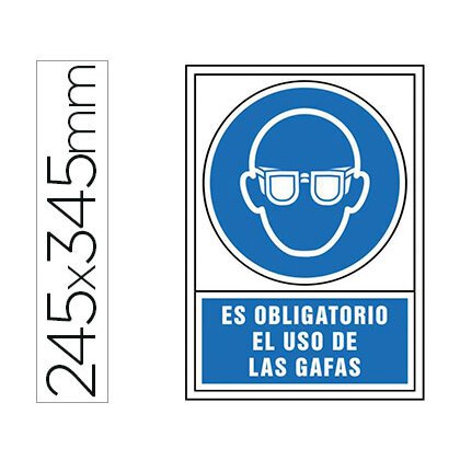 Pictograma syssa señal de obligacion es obligatorio el uso de las gafas en pvc 245x345 mm