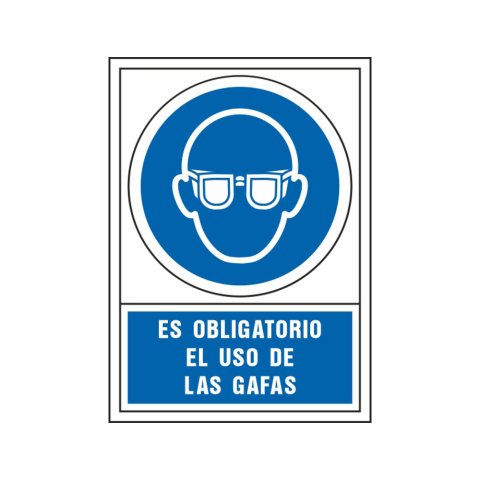 Pictograma syssa señal de obligacion es obligatorio el uso de las gafas en pvc 245x345 mm