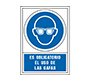 Pictograma syssa señal de obligacion es obligatorio el uso de las gafas en pvc 245x345 mm