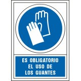 Pictograma syssa señal de obligacion es obligatorio el uso de los guantes en pvc 245x345 mm