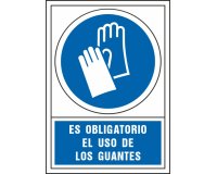 Pictograma syssa señal de obligacion es obligatorio el uso de los guantes en pvc 245x345 mm