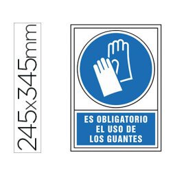 Pictograma syssa señal de obligacion es obligatorio el uso de los guantes en pvc 245x345 mm